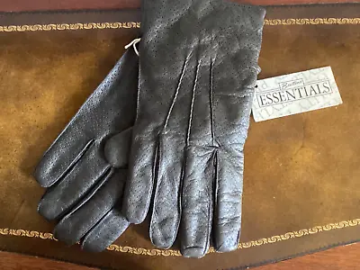 Men's Leather Dress Gloves Size 9 1/2 Warm WOOL  Lined Dark Grey NEW By Bretton • $37.95