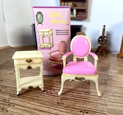 Dollhouse Miniature Furniture Marx Little Hostess Night Table And Chair 1:16 • $22.50