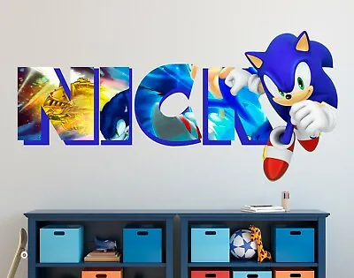 $32.45 • Buy Sonic The Hedgehog Custom Vinyl Lettering Stickers Wall Decals Name Art KA321