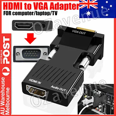 HDMI Female Input To VGA Male Output Video Adapter Converter With Audio HD1080P • $7.89
