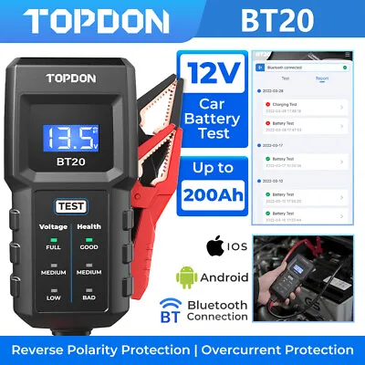 TOPDON BT20 Battery Load Tester Unlimit Cranking Test And Charging Test • $18.99