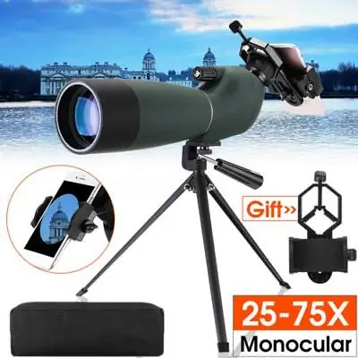 Tripod 25-75X70 Angled Zoom Spotting Scope 92mm Monocular Telescope Waterproof • £65.99