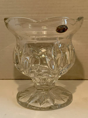 £21.75 • Buy Lead Crystal Bohemian Pedestal Leaf Vase - Candy Dish - Candle Holder - Heavy