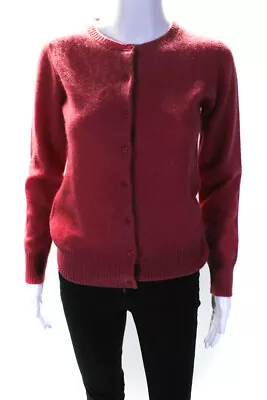 Magaschoni Womens Cashmere Long Sleeve Crewneck Sweater Cardigan Red Size XS • $42.69