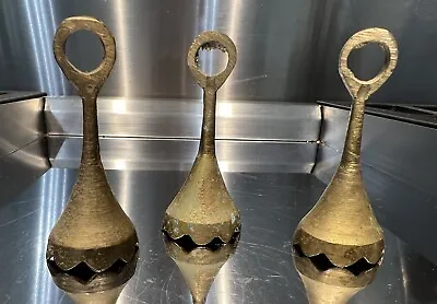 Vintage Brass Small Desk/hand Bell 3” Tall Set Of 3 • $18.99