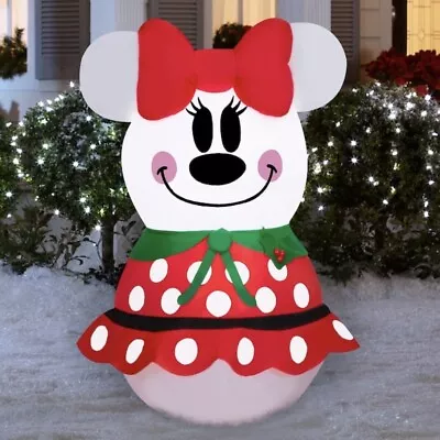 Christmas Disney 3.5 FT LED Minnie Mouse Snowman Holiday Airblown Inflatable NEW • $38.24