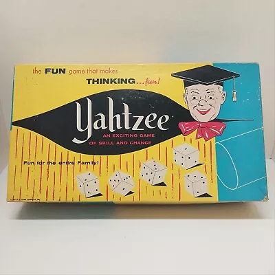 Vintage YAHTZEE Game (E.S. Lowe 1961) Complete Original + Bonus Score Pads Box • $19.99