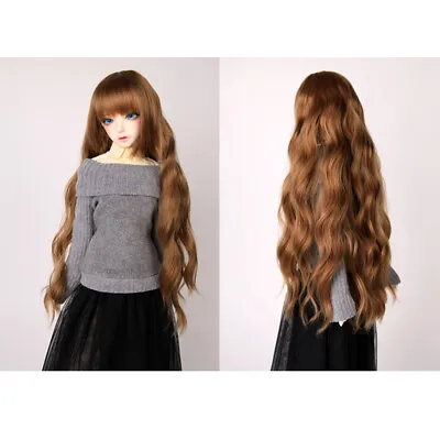 1/3 1/4 1/6 BJD Girl Doll Wig Long Curly Bangs Hair DIY Making Accessory -Brown • £7.28