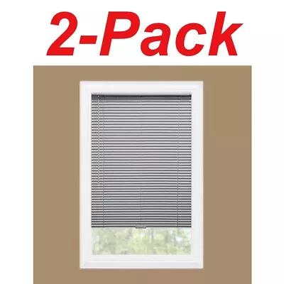 HAMPTON BAY 2-Pack Gray Cordless Vinyl Mini Blinds 1 In. Slats 29 W X 48 L In. • $28.49