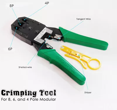 RJ45 RJ11 RJ12 Cat5 E Cat6 Network LAN Cable Crimping Tool Modular Crimper Plier • $16.97