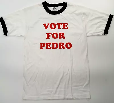 Vote For Pedro Shirt Ringer Tee Napoleon Dynamite Alstyle Size M White Unworn • $14.84