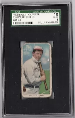 T206 SC 150 25 Willie Keeler With Bat New York Americans SGC 1 HOF • $300