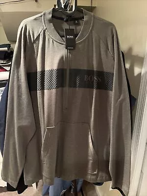 Hugo Boss Men's Green W/Logo 1/4 Zip Pullover Sweater Size:XL Pima Cotton New • $59.99