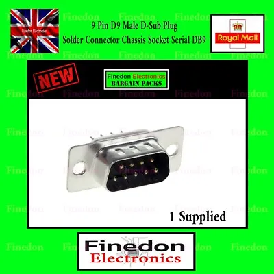 9 Pin D9 Male D-Sub Plug Solder Connector Chassis Socket RS232 Serial DB9 • £2.24