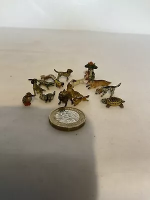 Antique Cold Painted Bronze Group Miniature Tiny Animals X 14 • £49.99