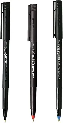 Uni-ball Onyx Roller Ball Stick Dye-Based Pen (3 Color Set) • $9.11