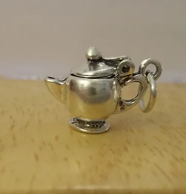 Sterling Silver 3D Small 15x10x8mm Movable Tea Coffee Teapot Charm! • £20.14