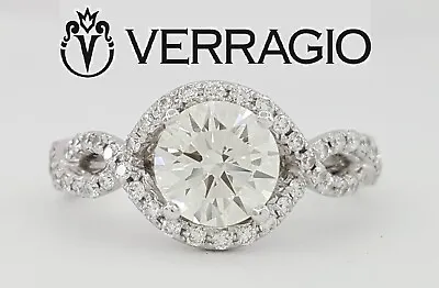 Verragio Round Brilliant Cut Halo Crossover 1.53 Ct Diamond Engagement Ring 18K • $3995