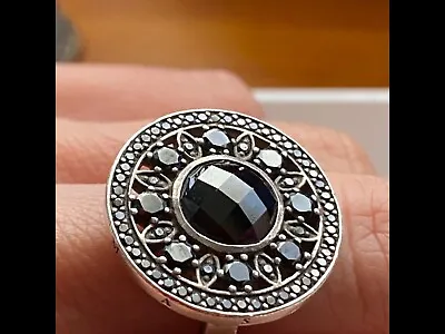 THOMAS SABO Round Black CZ Cocktail Ring Size 56 TR1957B Aprox 2.4cm Length • $210