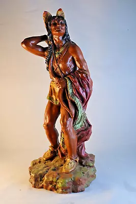 Universal Statuary American Indian Statue 14 Inches Tall Numbered 481 Marked • $39.95