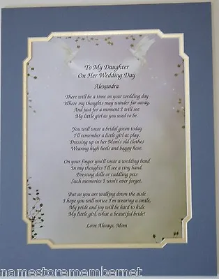 To My Daughter On Her Wedding Day Poem Personalize Gift **l@@k** • £24.08