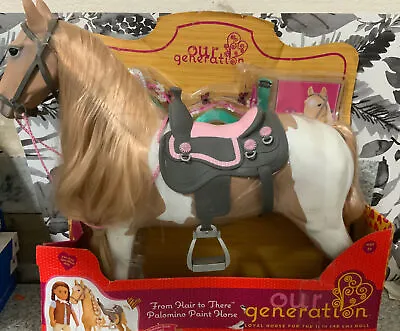 🐴 Our Generation 20  Palomino Paint Hair Horse Set For 18  Dolls🆕Distressed📦 • $120.28