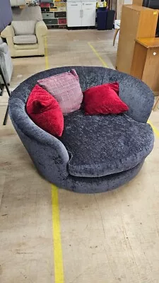 Unbranded Charcoal Grey Fabric Cuddle Chair Love Seat - CS H65 • £29.99