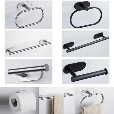 Bathroom Accessories Set Stainless Steel Self Adhesive Roll Holder Towel Ring Gv • $18.99