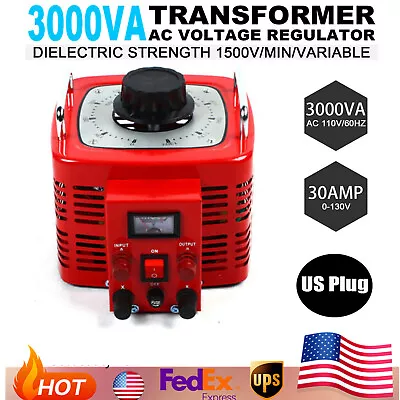 30Amp Variac Transformer Variable AC Voltage Regulator Metered 3000VA 0-130V USA • $93.10