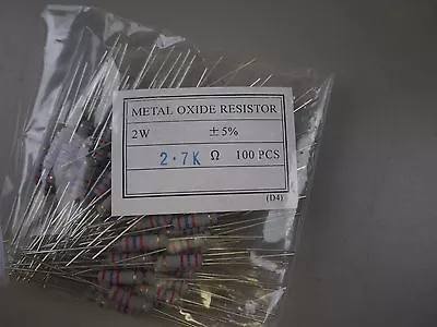 (100) Yageo RSF200 2K7 5% 2W Metal Oxide Film Resistors • $9.95