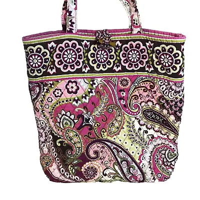 Vera Bradley Very Berry Paisley Tote Handbag Purse Craft Bag Retired 14”x13”x4” • $14.81