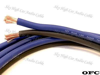 $2.25 • Buy OFC TRUE 8 Gauge AWG BY THE FOOT BL/BK Oxygen Free Speaker Wire Car Home Audio