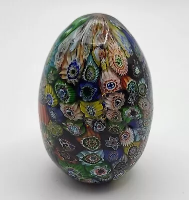 Vintage Avem Murano Glass Millefiori Egg Paperweight 7cm H 230g • £50