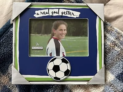 £9.89 • Buy Soccer Player Goal Getter 4x6 Picture Frame Blue Green Black White Malden New