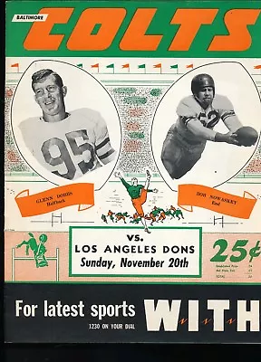 EX PLUS 11/20/1949 L. A. Dons @ Baltimore Colts AAFC Program - Taliaferro 2 TD's • $74.95