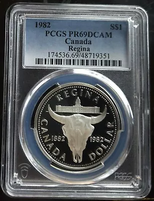 1982 $$1  Pcgs Pr69dcam Silver Canada Dollar Silver Dollar Canadian Proof Coin • $16.50