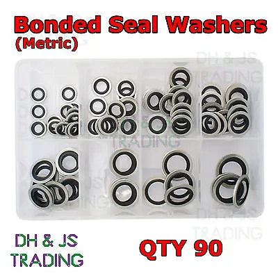 £20.99 • Buy Assorted Box Of Bonded Seals Metric Dowty Washers (10mm - 24mm) Qty 90