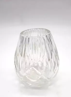 Vintage Small Clear Cut Etched Crystal Glass Vase • $12