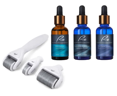 $99.95 • Buy  Re  Micro-Needle DERMA ROLLER SET+ BHA + Hyaluronic Acid + EGF Repair Serums