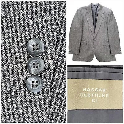 Vintage Tweed Sport Coat 42R Gray Suit Jacket Houndstooth 2 Button Blazer  • $39.99