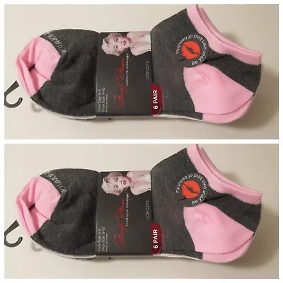 2 Women's MARILYN MONROE Grey White Low Cut Ankle Socks~Sock Size 9-11 Shoe 4-10 • $24