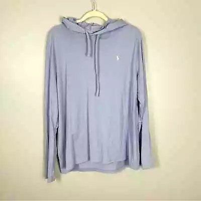 Polo Ralph Lauren Jersey Long Sleeve Hoodie Top Pullover Men’s Size XL Blue • $29