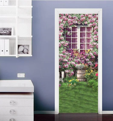 £58.69 • Buy 3D Window Flowers Door Wall Mural Photo Wall Sticker Decal Wall AJ WALLPAPER AU