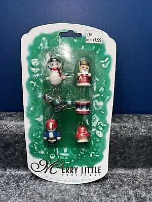 Vintage Miniature Wooden Christmas Tree Ornaments ~ NIP ~ Mushroom Snowman +++ • $5.99