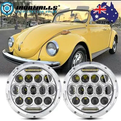 7  Inch Round LED Headlight Projector DRL Turn Signal For VW Beetle 1967-1979 • $74.99