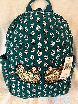 Vera Bradley Backpack Bag Bookbag French Hen NWT Green Purse Crossbody • $55.55