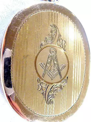 Antique Gold Filled Free Mason's Masonic Large Photo Locket Pendant 2  • $69