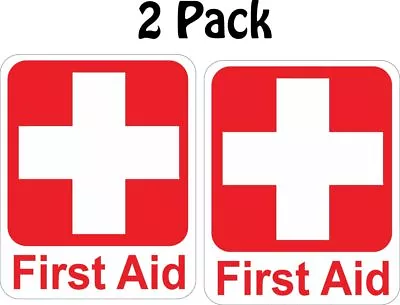 Pair (2) First Aid Vinyl Sticker Decals Red Cross (2) Decals Made In America P35 • $3.59