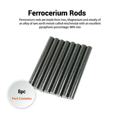 Pack Of 8 Ferrocerium 5/16  Flint Fire Starter Survival Camping Rods • $10.99