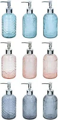 £9.95 • Buy 3 Glass Soap Dispenser Bathroom Kitchen Shampoo Conditioner Lotion Pump Action